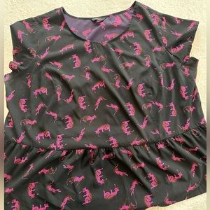 Simply Be pink leopard print peplum blouse- size 3x
